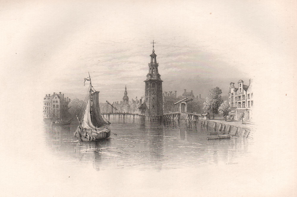 AMSTERDAM, Netherlands. Pilgrim fathers. BARTLETT 1854 old antique print